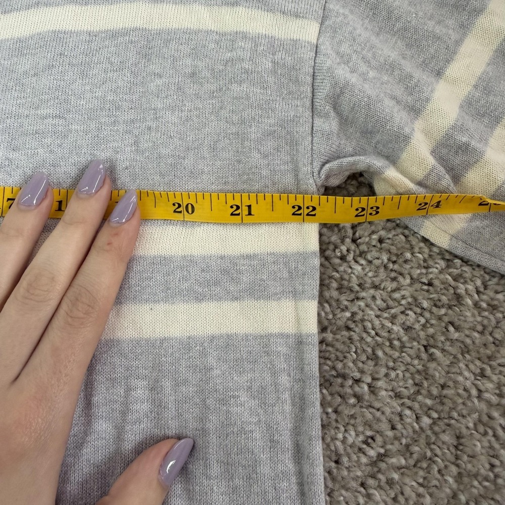 Banana Republic Sweater Womens Large Gray Striped Crew Neck Tight-Knit Pullover - Picture 3 of 6